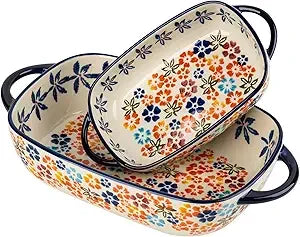 Vintage Inspired Rectangular Ceramic Baking Dish Set
