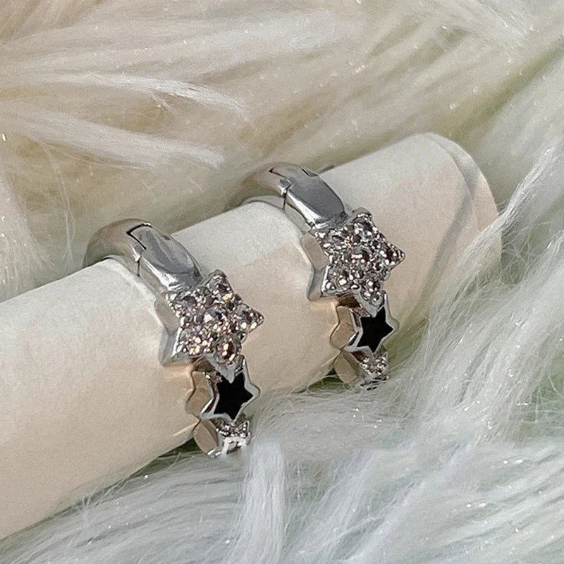 Sichuan Fashion Retro Zircon Pentagram Ear Buckle Earrings