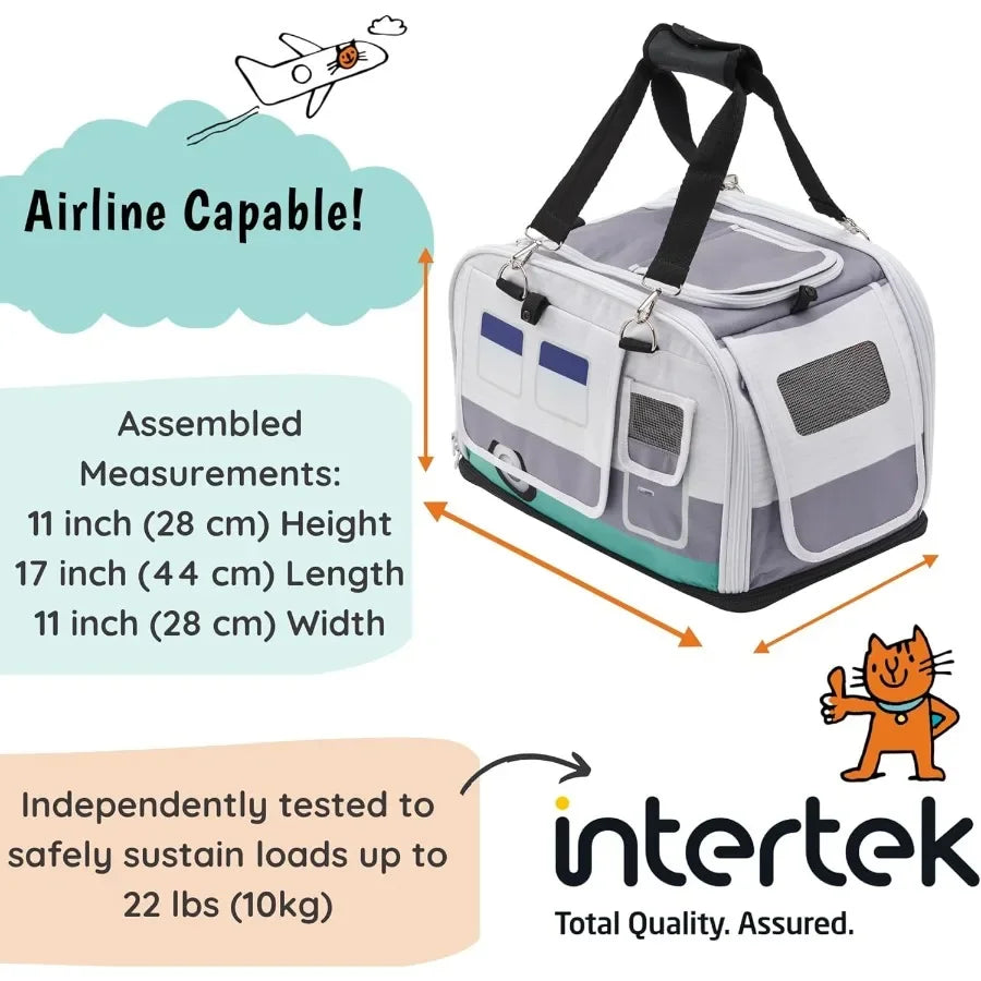 Premium SoftSided 2in1 Cat Carrier Home Hideaway Den