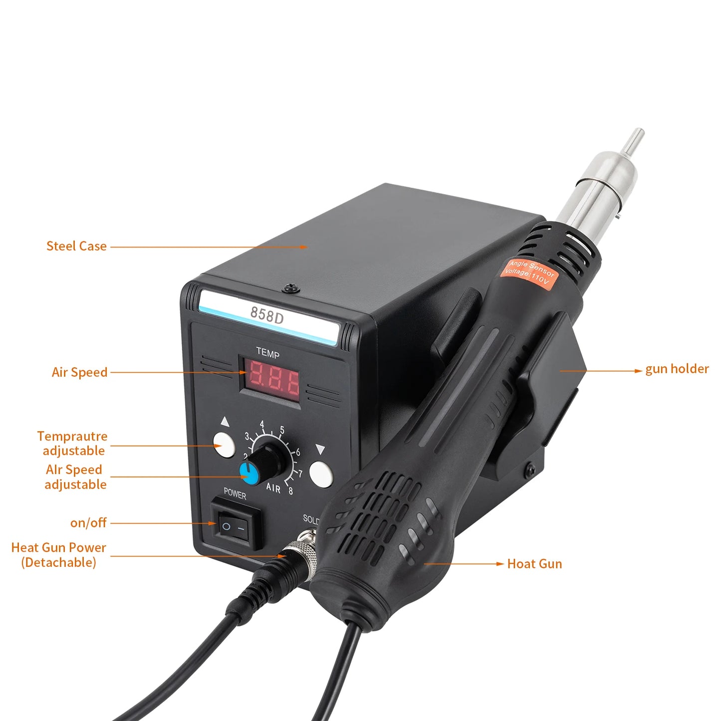 Fan 858D SMD Hot Air Rework Station 700W Soldering