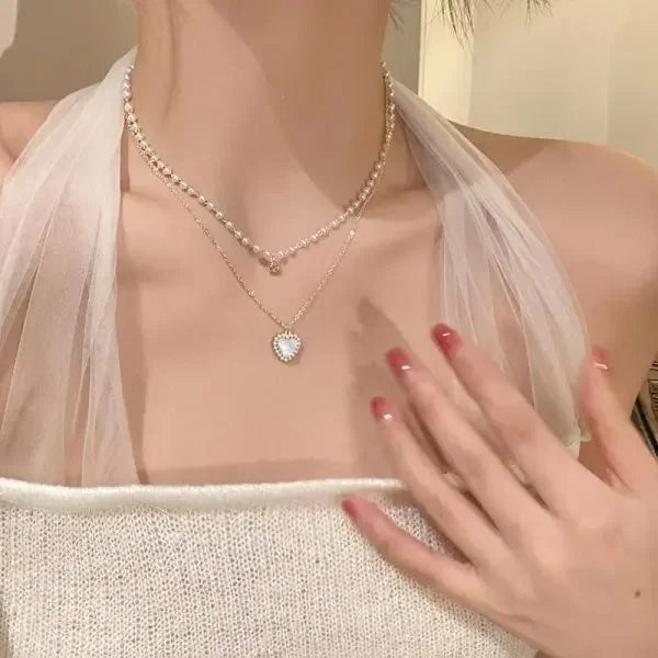 Rinhoo Pearl Tassel Necklace For Women Minimalist Jewelry