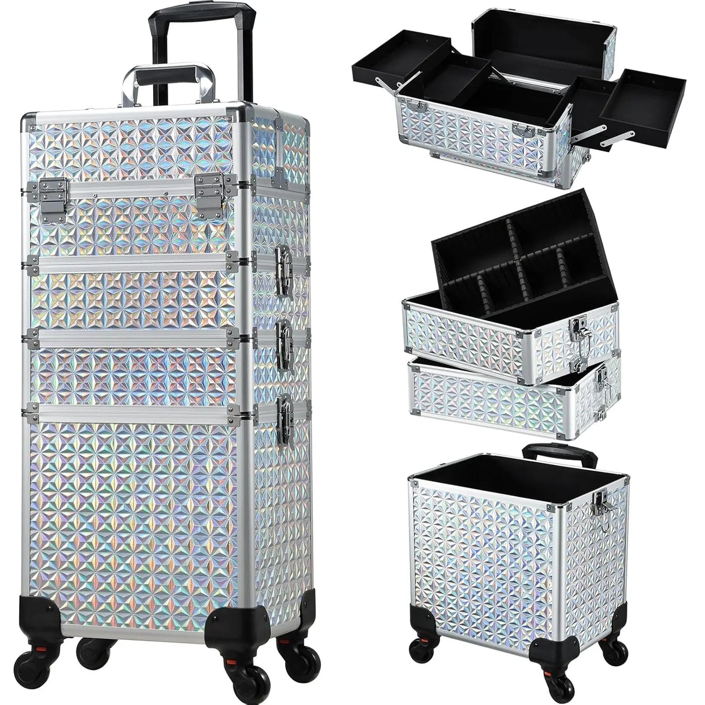 Maxulene Makeup Trolley Case 4 In 1 Alloy Rolling Salon