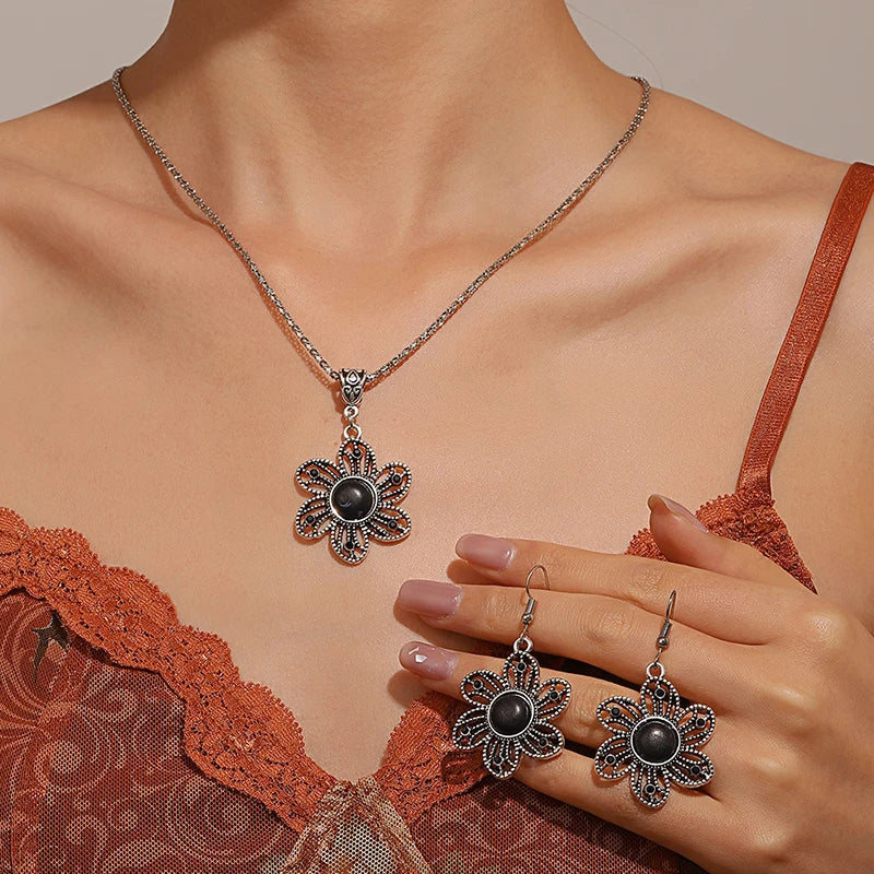 Lovbeafas Vintage Bohemian Hollow Geometric Jewelry Set