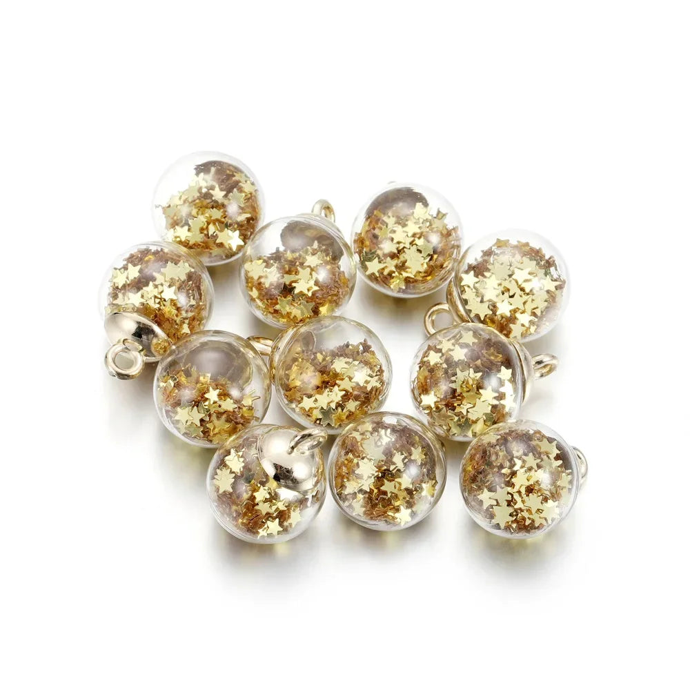 St.kunkkaCharms Glass Ball Star Charms 10Pcs DIY Jewelry