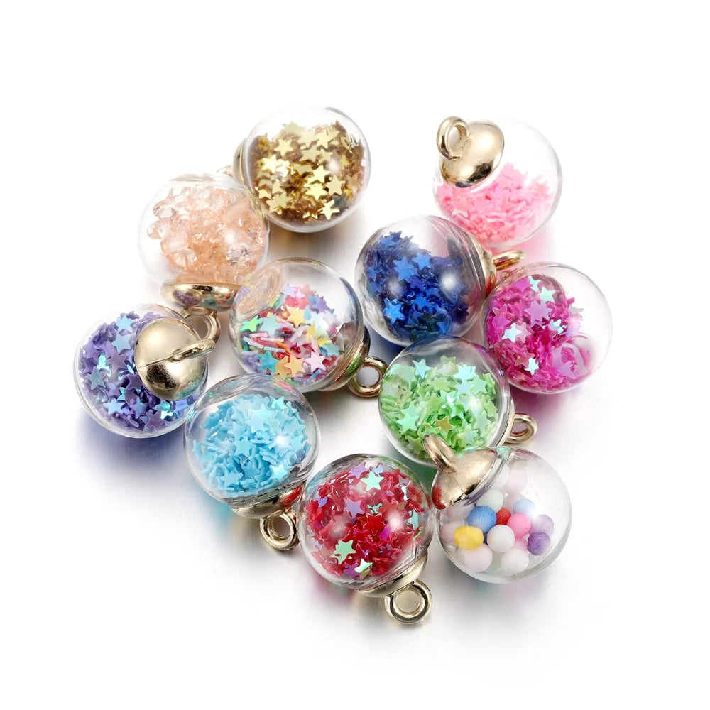 St.kunkkaCharms Glass Ball Star Charms 10Pcs DIY Jewelry