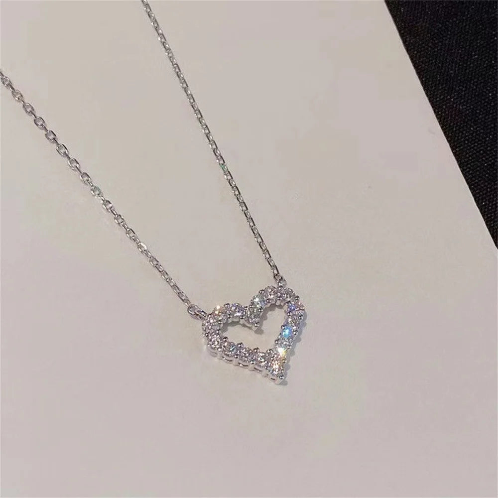 CN Zhejiang Crystal Hollow Love Pendant Necklace For Women