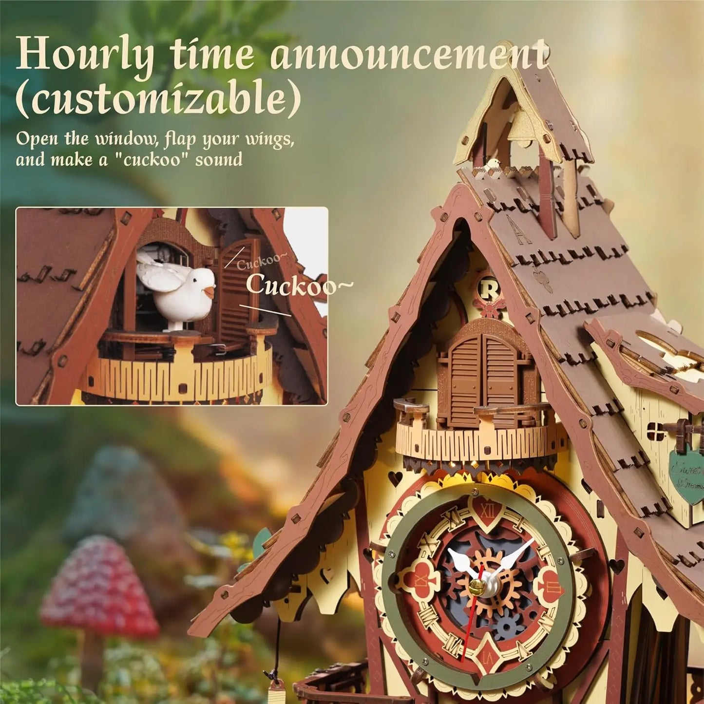 Robotime Rokr 3D Wooden Puzzle Cuckoo Clock Kit With Bird