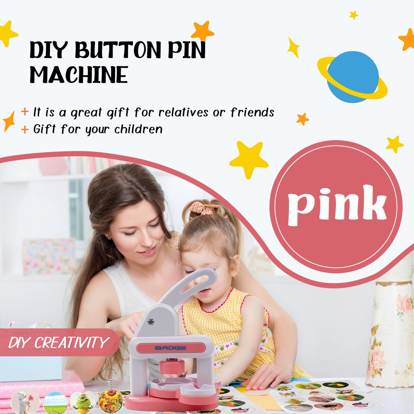 Hign Concerned Button Maker Machine DIY Badge Press Kit