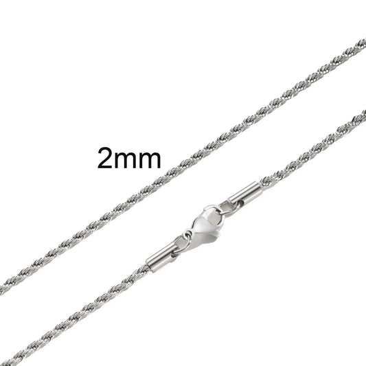 Mprainbow Rope Chain Necklace Stainless Steel Twist For Men