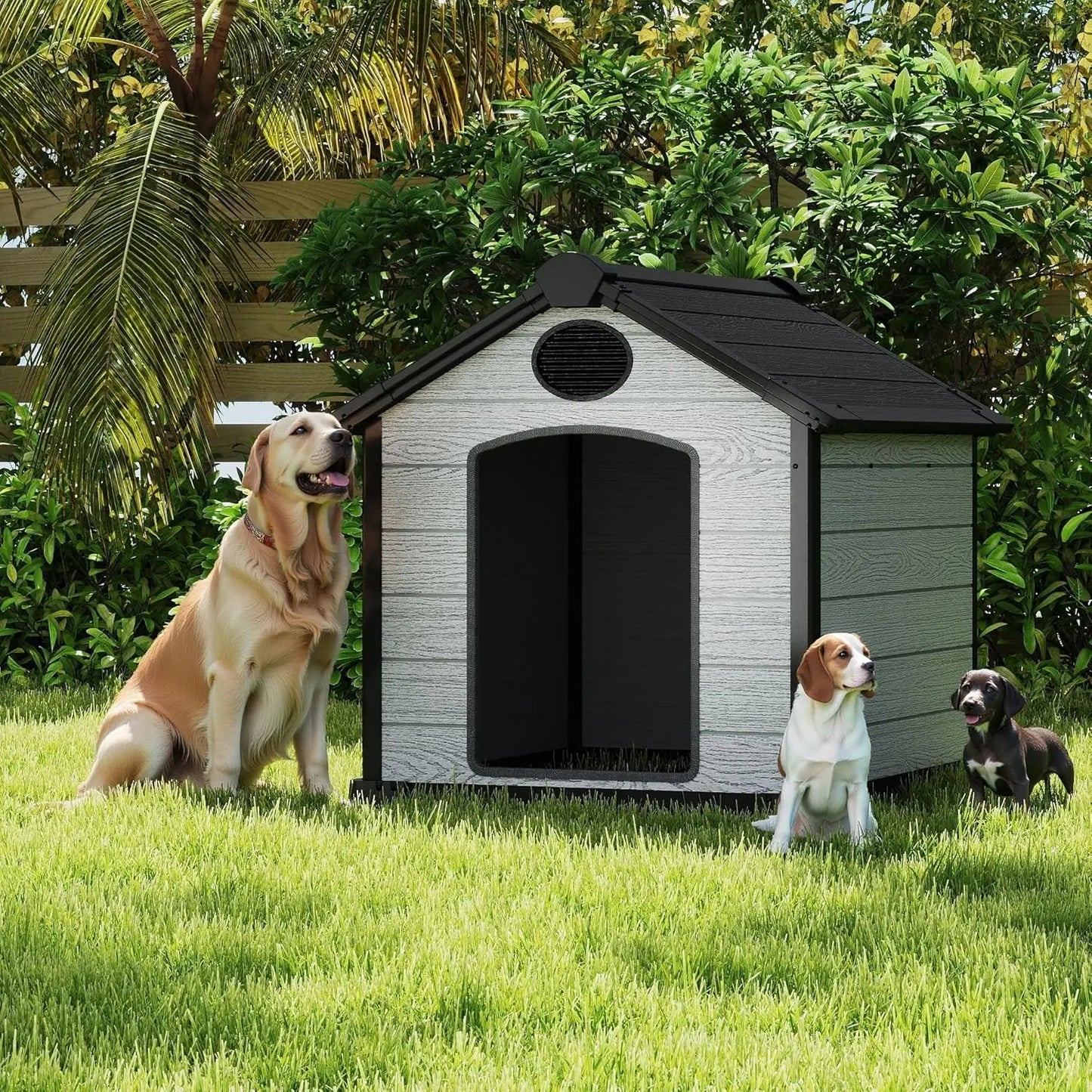 Outdoor Insulated Igloo Dog House For Two Dogs Raised Floor