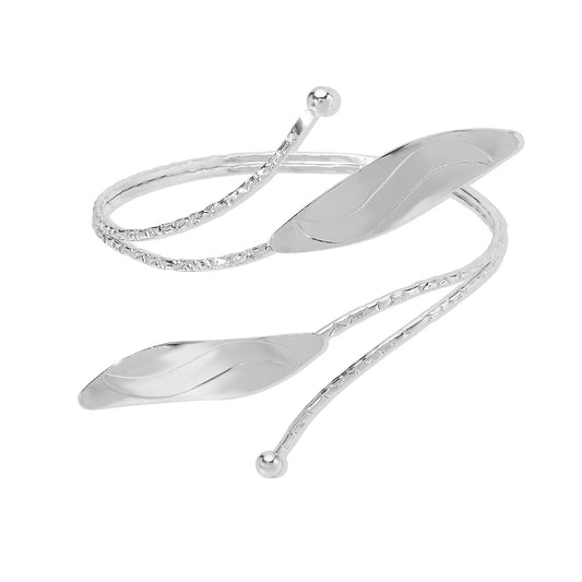 KMVEXO Punk Metal Leaves Flower Cuff Bracelet For Women