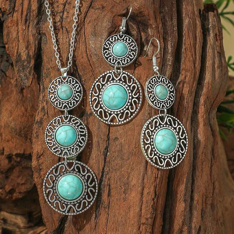 Lovbeafas Vintage Bohemian Hollow Geometric Jewelry Set