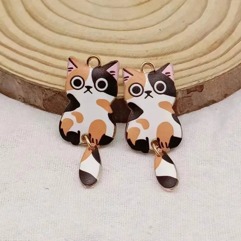 Charms Enamel Cat Charms for Jewelry Making Pendants