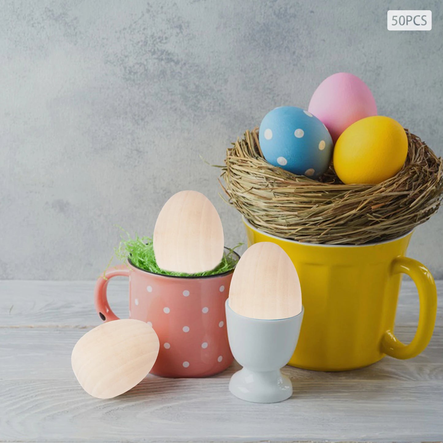 Hign-concerned Premium Wood Easter Eggs Craft Kit 50 Pieces