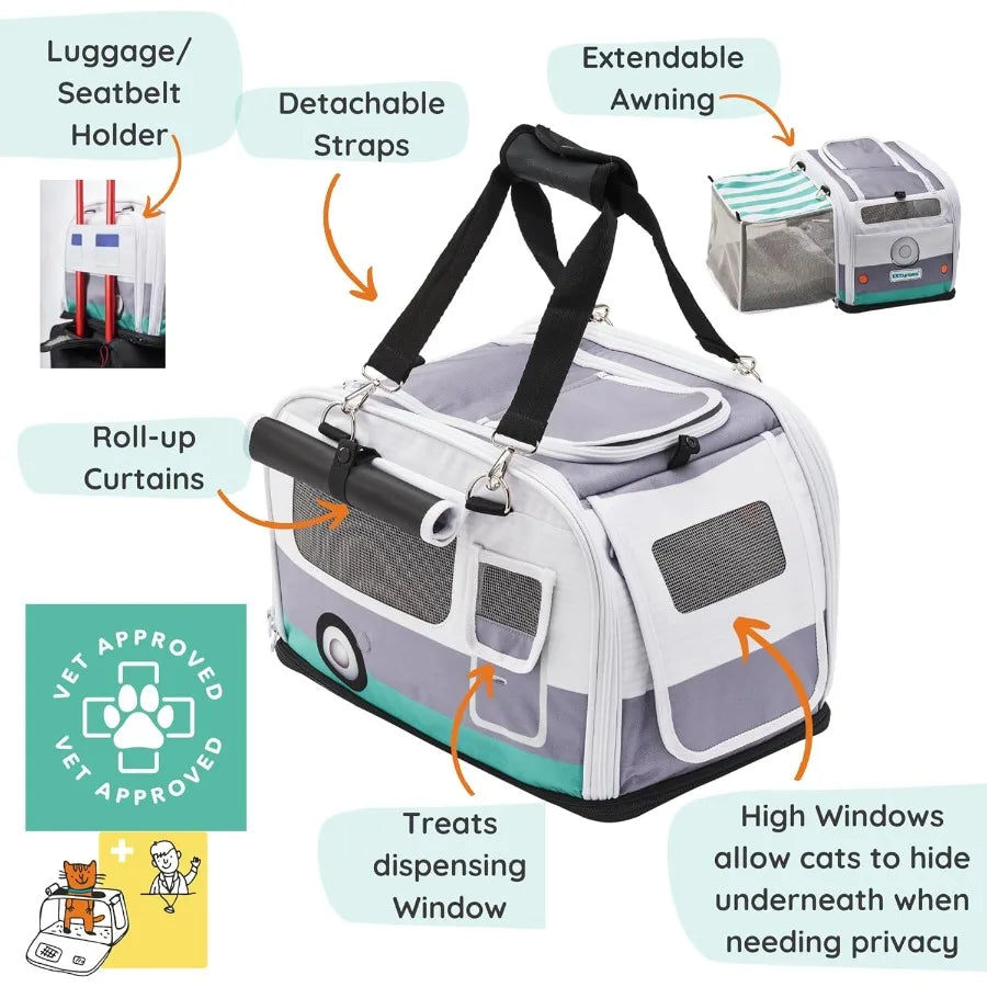 Premium SoftSided 2in1 Cat Carrier Home Hideaway Den