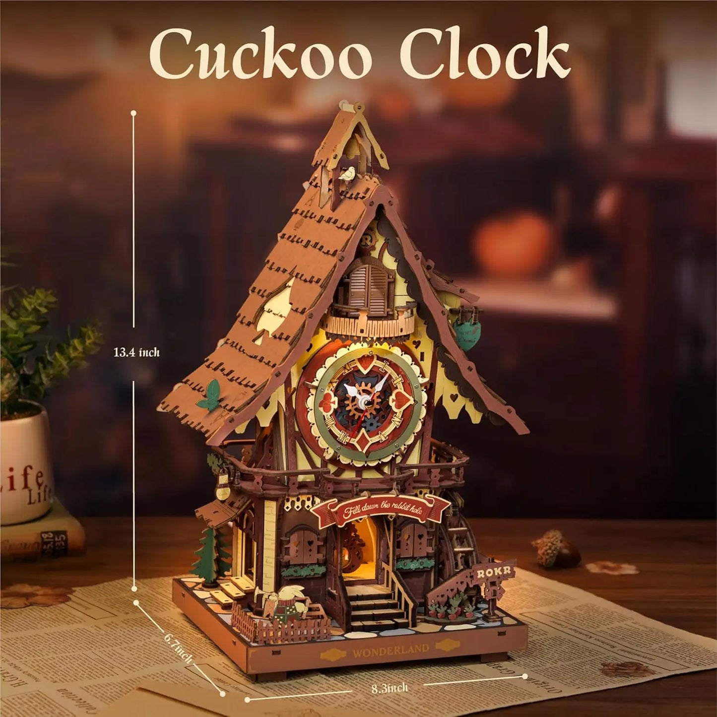 Robotime Rokr 3D Wooden Puzzle Cuckoo Clock Kit With Bird