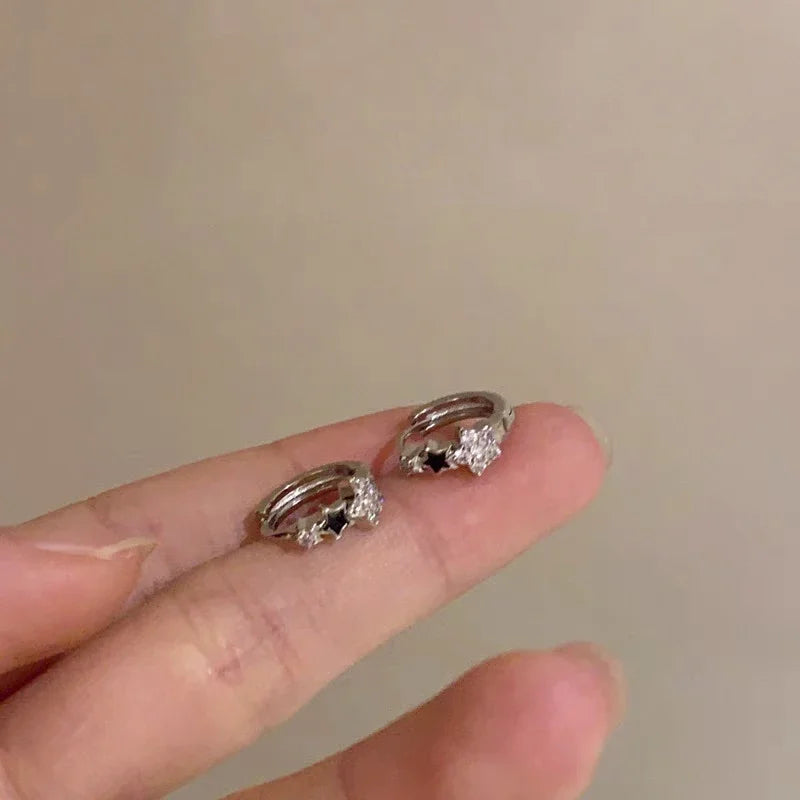 Sichuan Fashion Retro Zircon Pentagram Ear Buckle Earrings