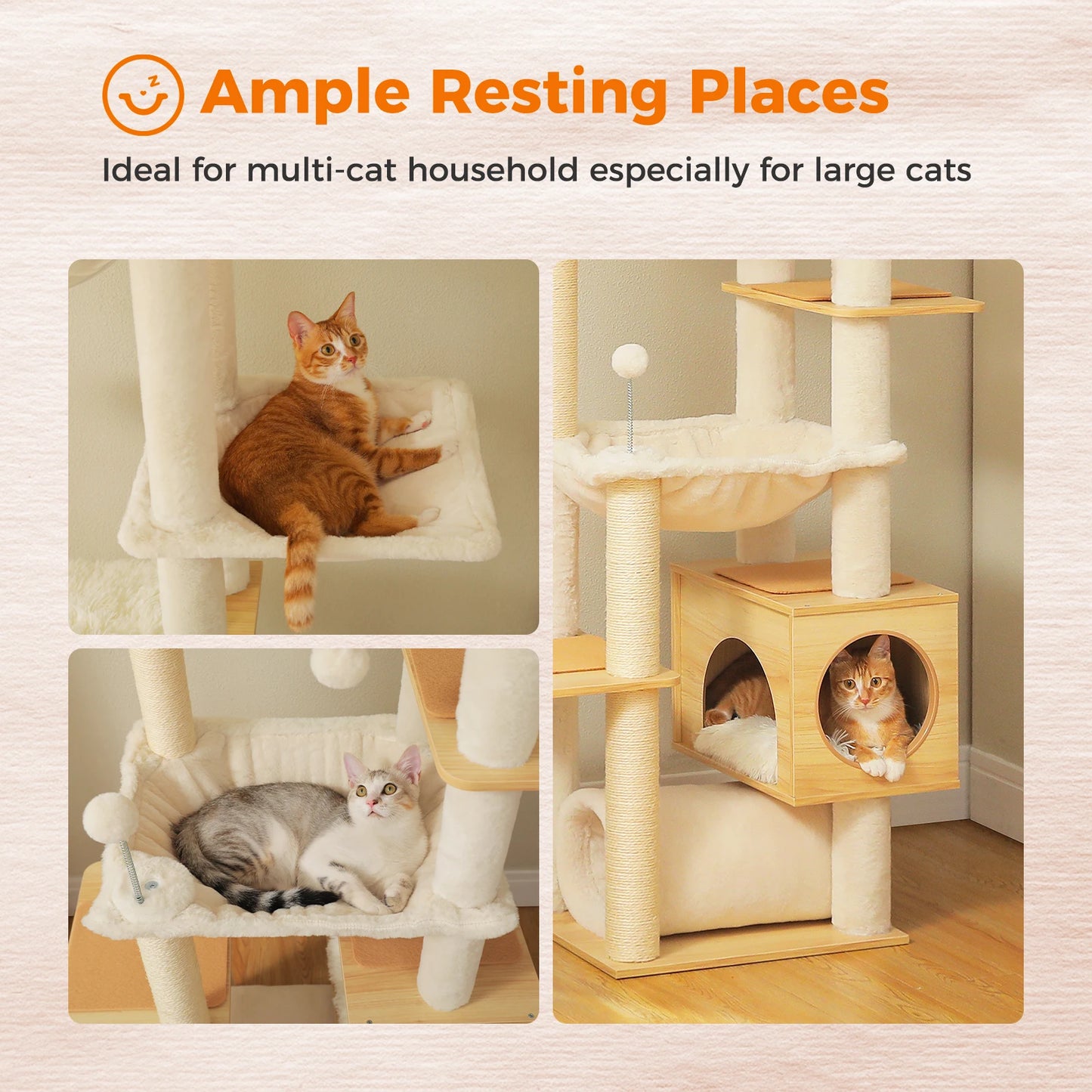 PAWZ Road Height Adjustable Wooden Cat Tree Hammock