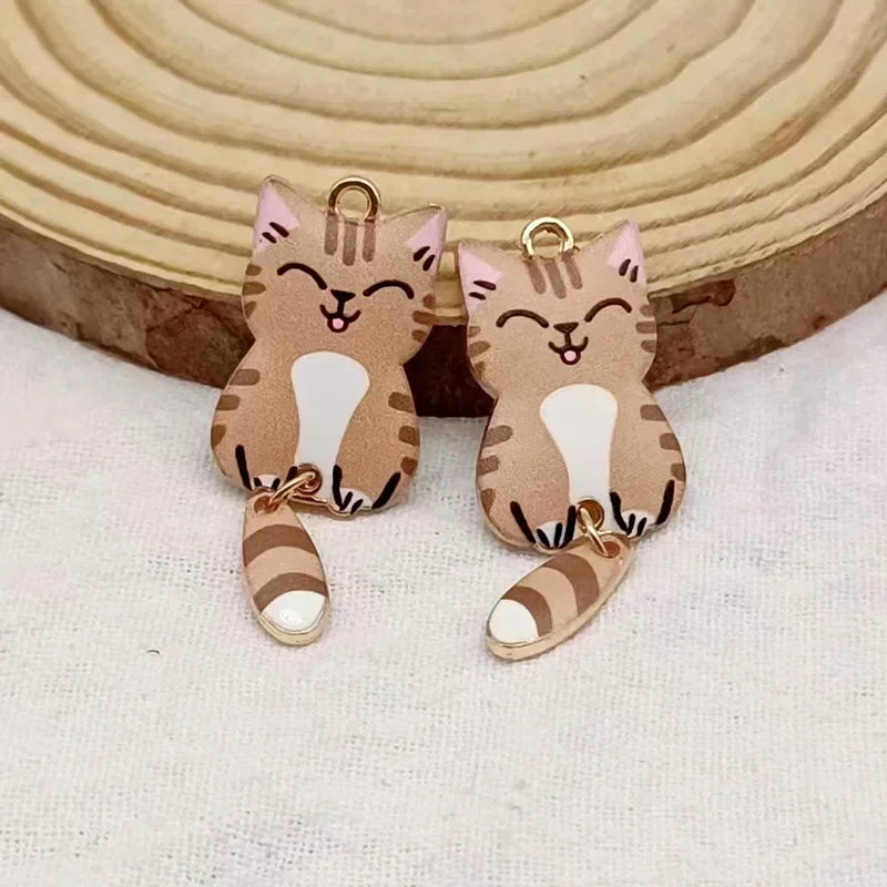 Charms Enamel Cat Charms for Jewelry Making Pendants