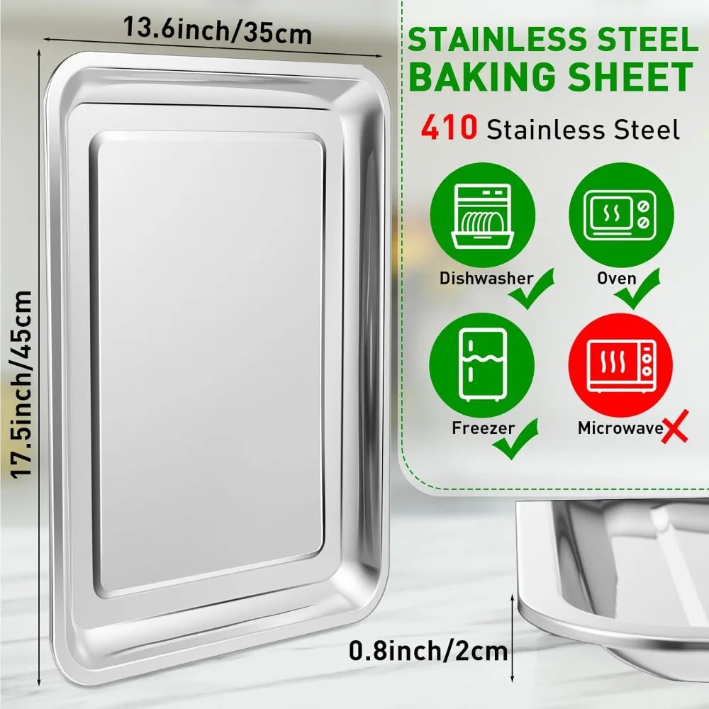 12 Pack Stainless Baking Sheet Cookie Pans Nonstick