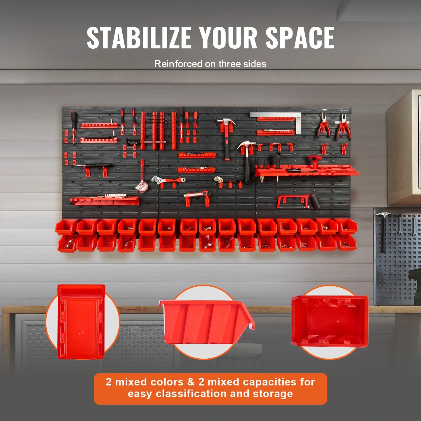 SucceBuy Wall Mounted Storage Bins Garage Organizer