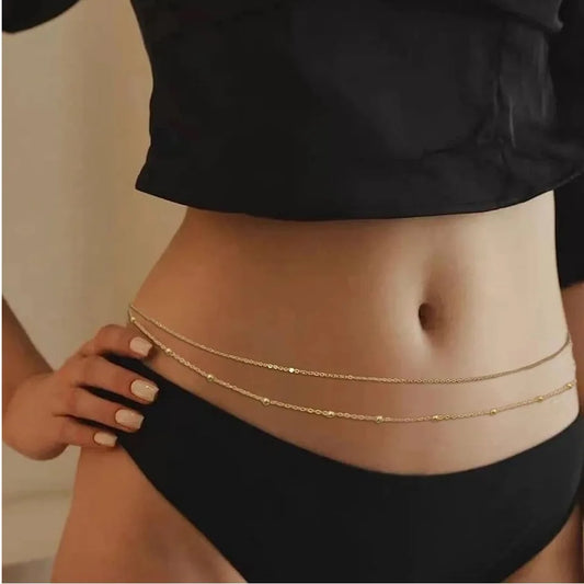 Color Hip Hop Double Layer Belly Chain Women Jewelry Beach