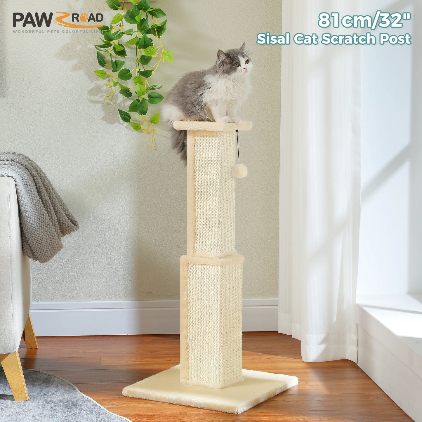 PAWZ Road Cat Scratching Post With Sisal Ball Toy Indoor