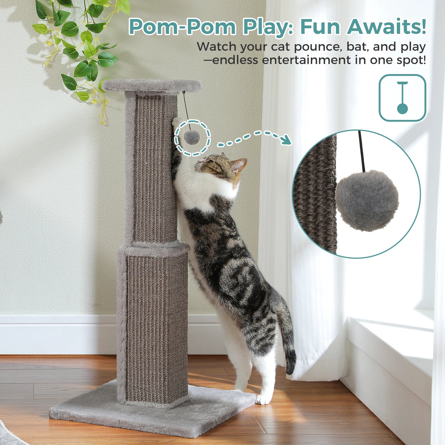 PAWZ Road Cat Scratching Post With Sisal Ball Toy Indoor