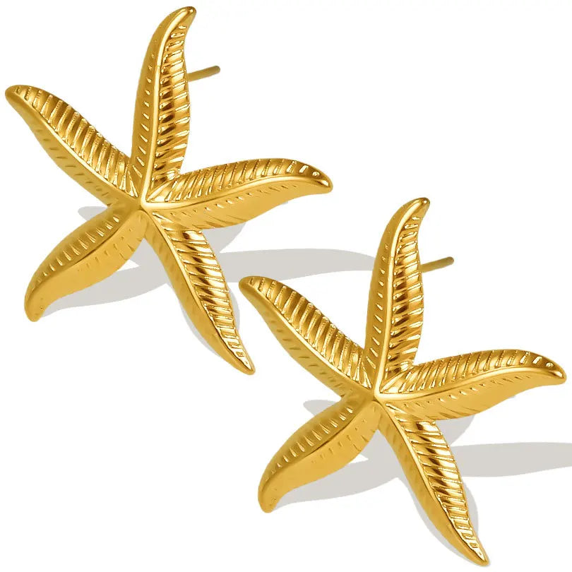 JWERCN Stainless Steel Starfish Shell Earrings For Women