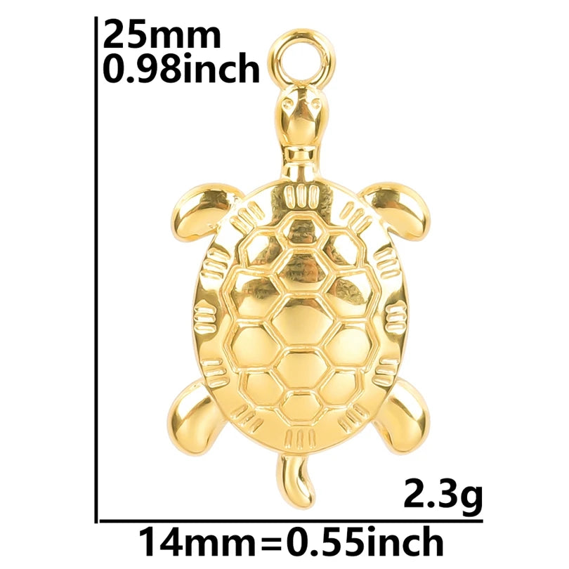 6Pcs GLOWCAT Real Gold Plated Ocean Charms Turtle Starfish