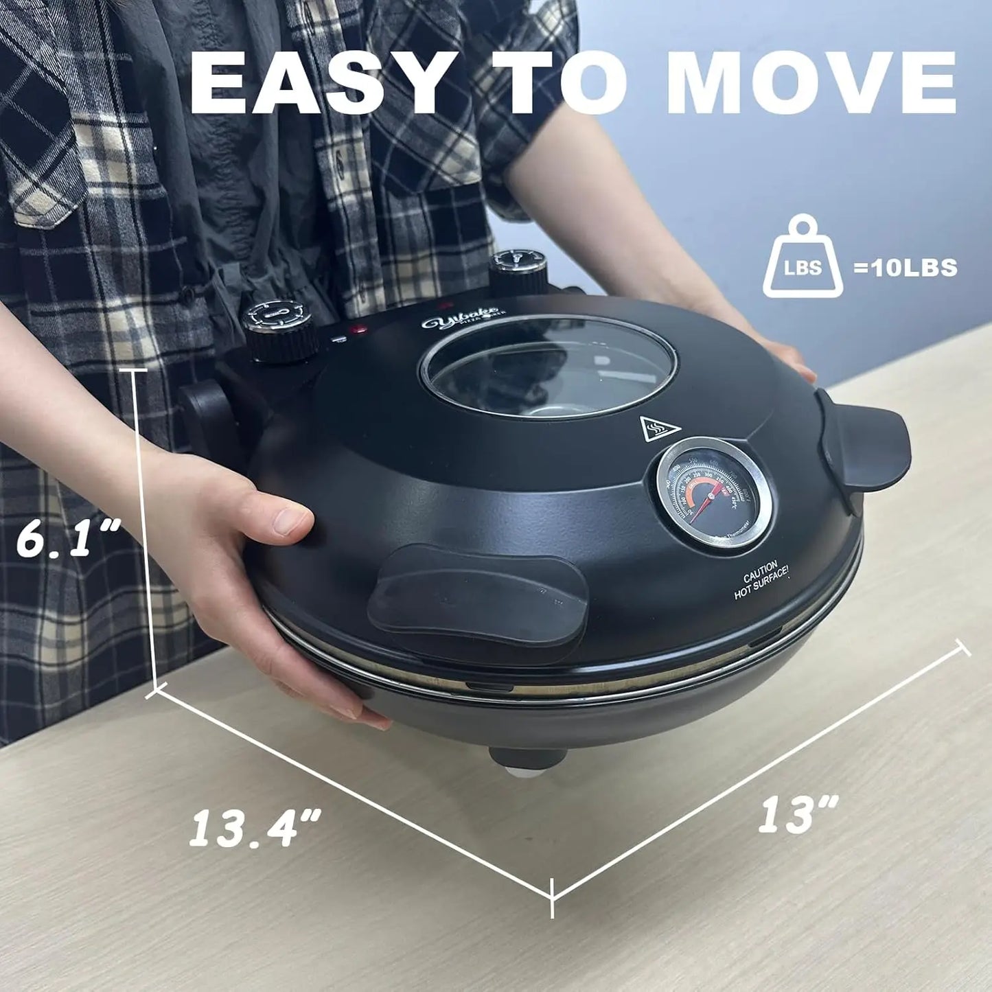 Portable Electric Pizza Oven 800F Countertop Maker Indoor