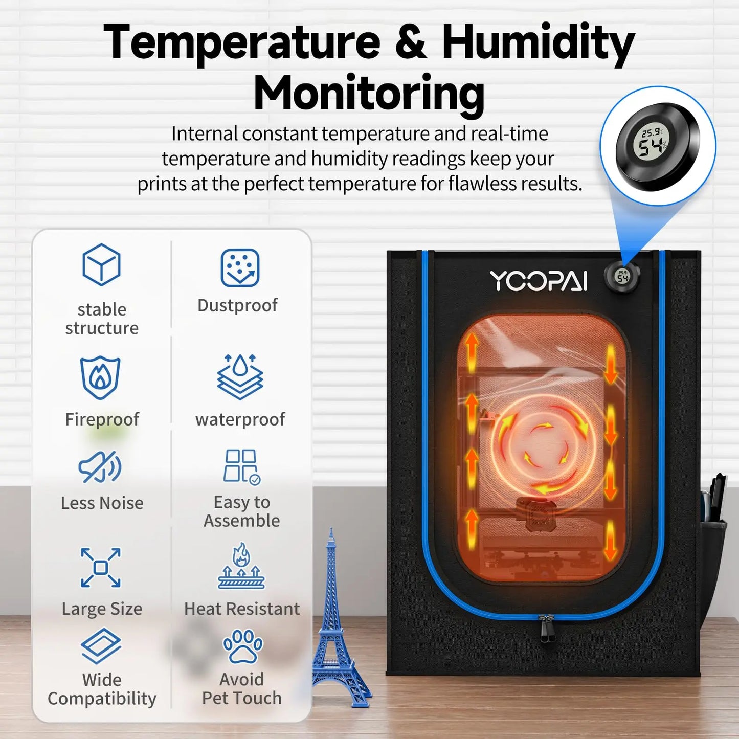 YOOPAI 3D Printer Enclosure With LED Thermo Hygrometer