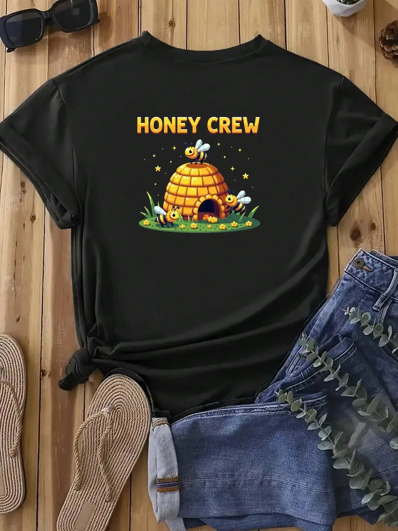 Clothing Honey Crew Cotton T Shirt Bee Print Kids Tee
