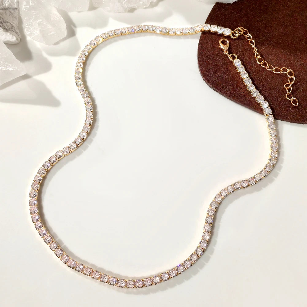 Caraquet Cursive Initial Necklace Cubic Zirconia Chain