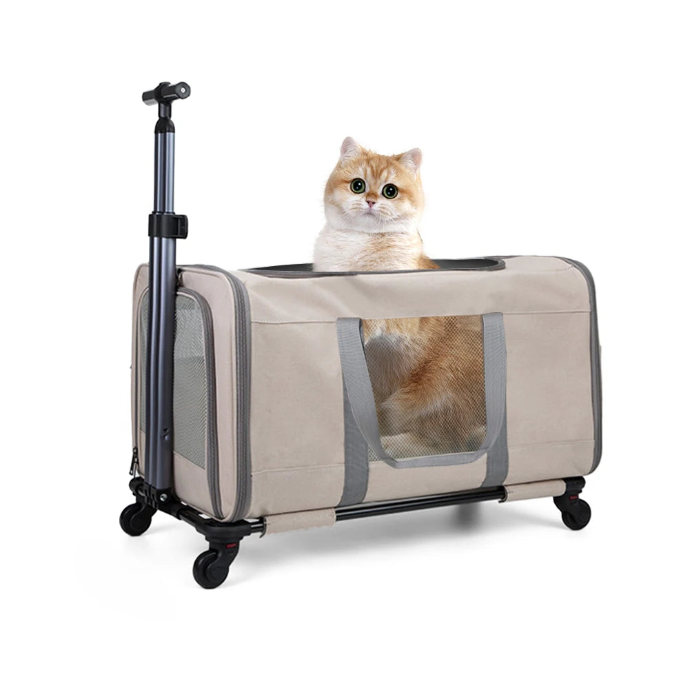 Cat Trolley For Two Cats Transport Carrier With Wheels