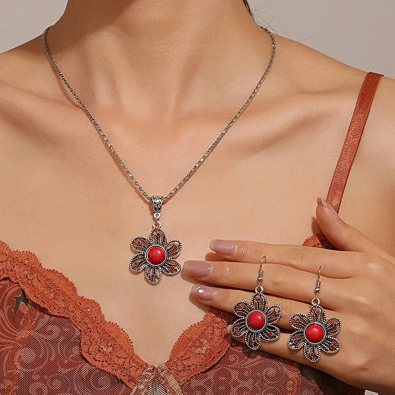 Lovbeafas Vintage Bohemian Hollow Geometric Jewelry Set