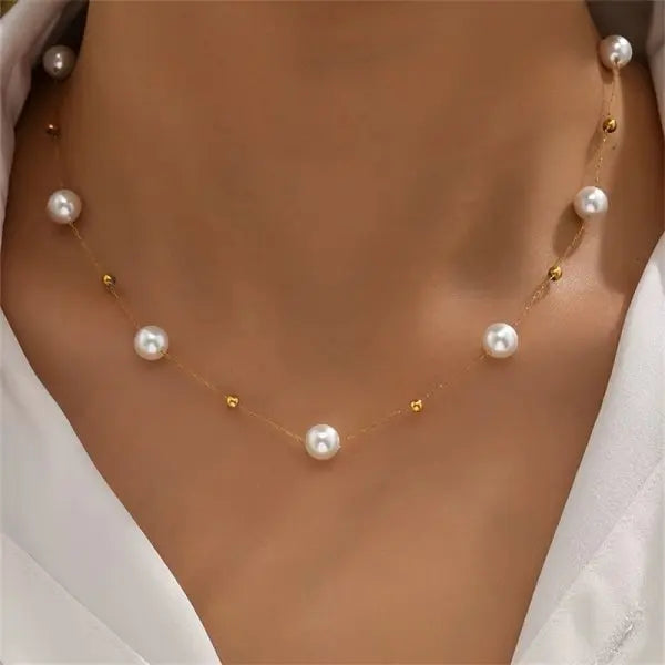 Rinhoo Pearl Tassel Necklace For Women Minimalist Jewelry