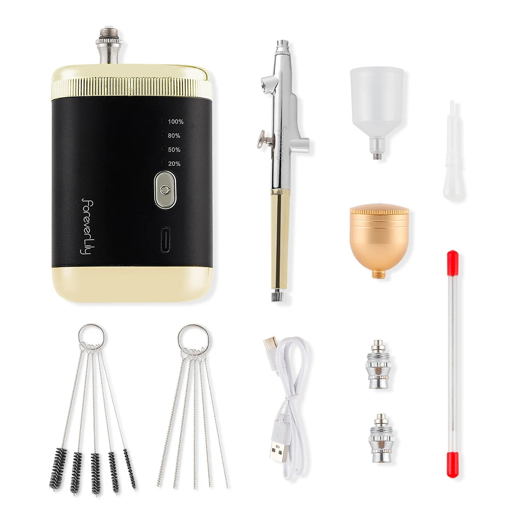 Foreverlily Portable Airbrush Kit 30Psi 3 Levels USB Nails