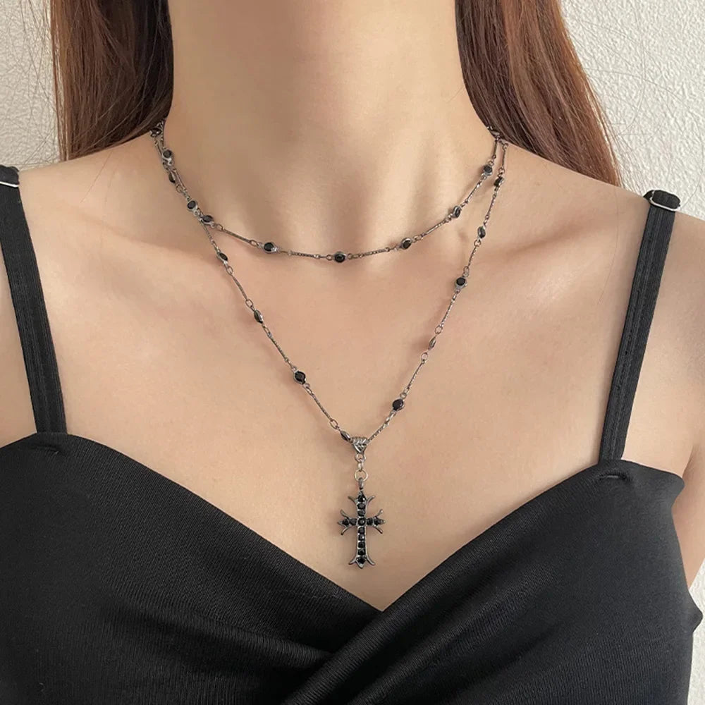 Maxbvyingcn Rhinestone Cross Jesus Pendant Necklace