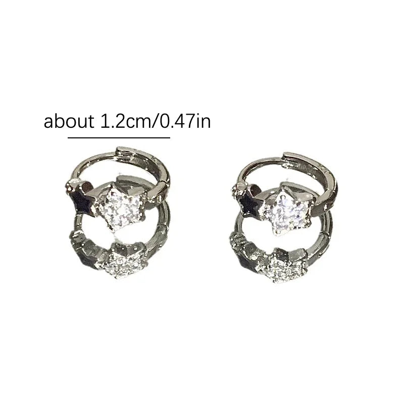 Sichuan Fashion Retro Zircon Pentagram Ear Buckle Earrings