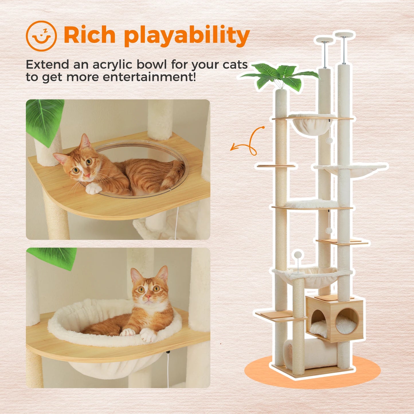 PAWZ Road Height Adjustable Wooden Cat Tree Hammock