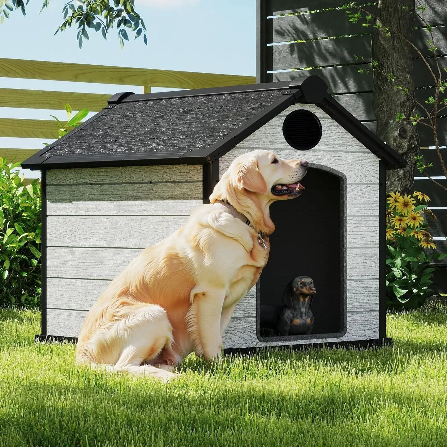 Outdoor Insulated Igloo Dog House For Two Dogs Raised Floor