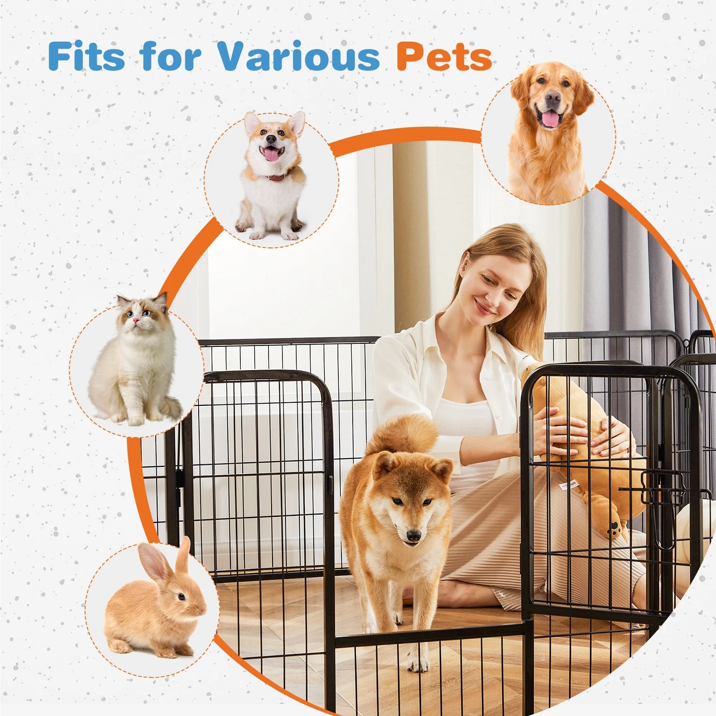 JHK Dog Playpen Indoor Outdoor Fence With Doors Heavy Duty