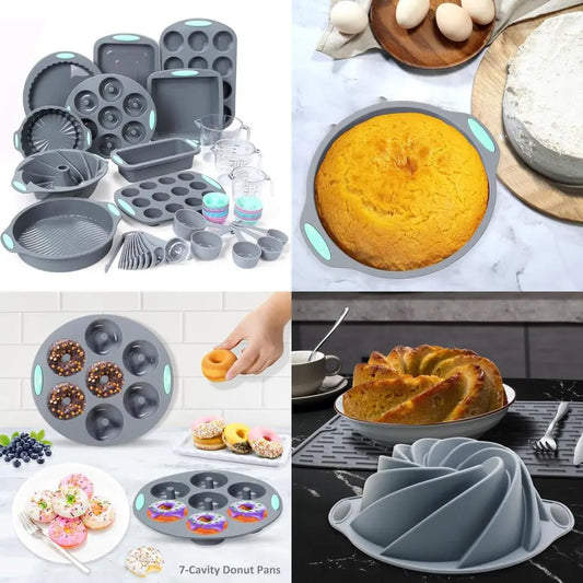 Silicone Baking Pans Set 54 Collection With Cake Molds Cups