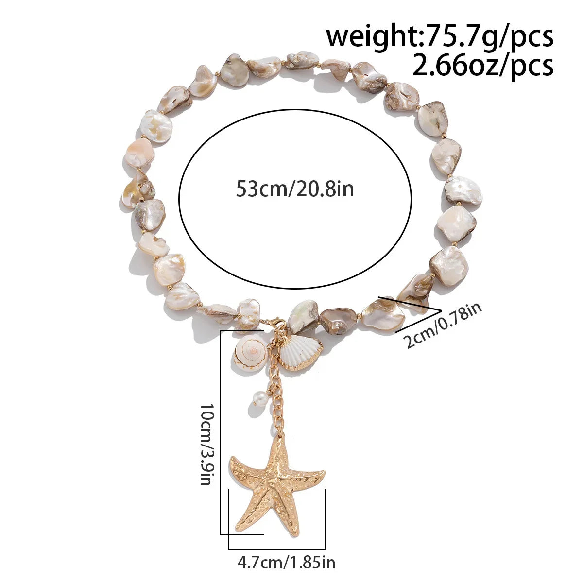 YJ WYWCN Retro Starfish Shell Pendant Necklace Women