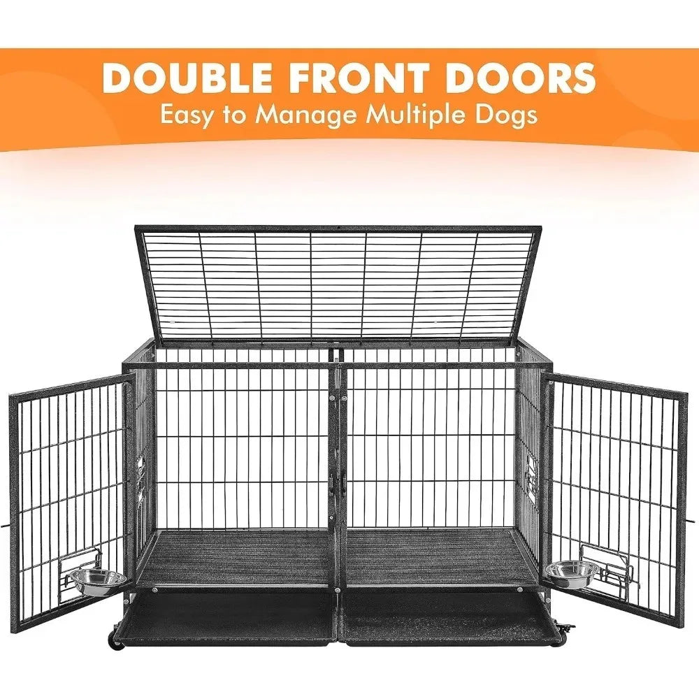 Yaheetech Stackable Dog Crate With Divider Heavy Duty Cage