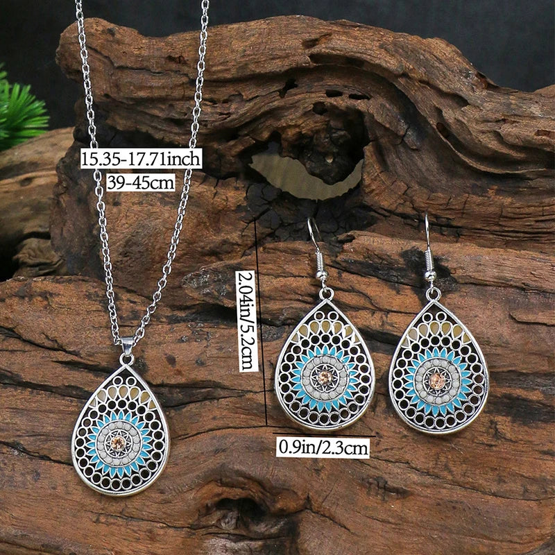 Lovbeafas Vintage Bohemian Hollow Geometric Jewelry Set