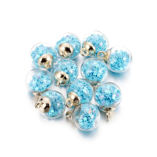 St.kunkkaCharms Glass Ball Star Charms 10Pcs DIY Jewelry