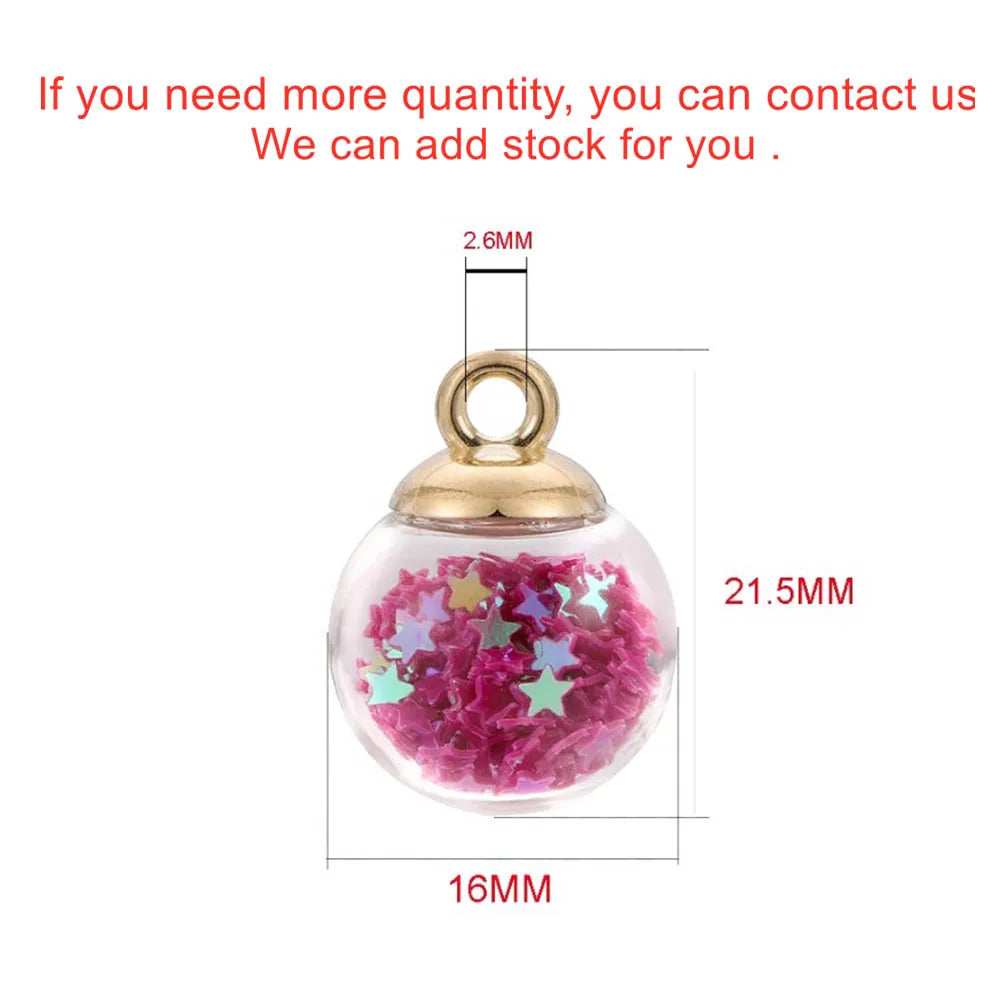 St.kunkkaCharms Glass Ball Star Charms 10Pcs DIY Jewelry