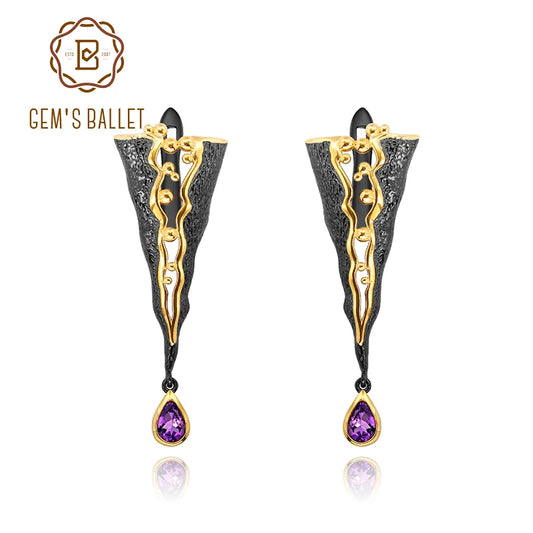 GEM'S Ballet Amethyst Raindrop Triangle Drop Earrings
